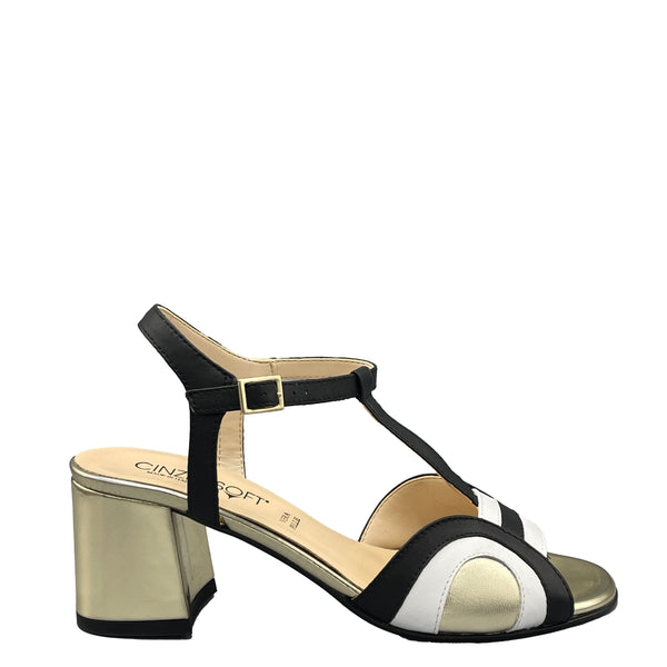 Cinzia Soft Nappa Laminata - CG31641NN - Nero/Bianco/Platino