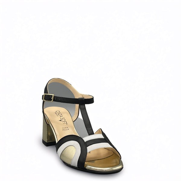 Cinzia Soft Nappa Laminata - CG31641NN - Nero/Bianco/Platino